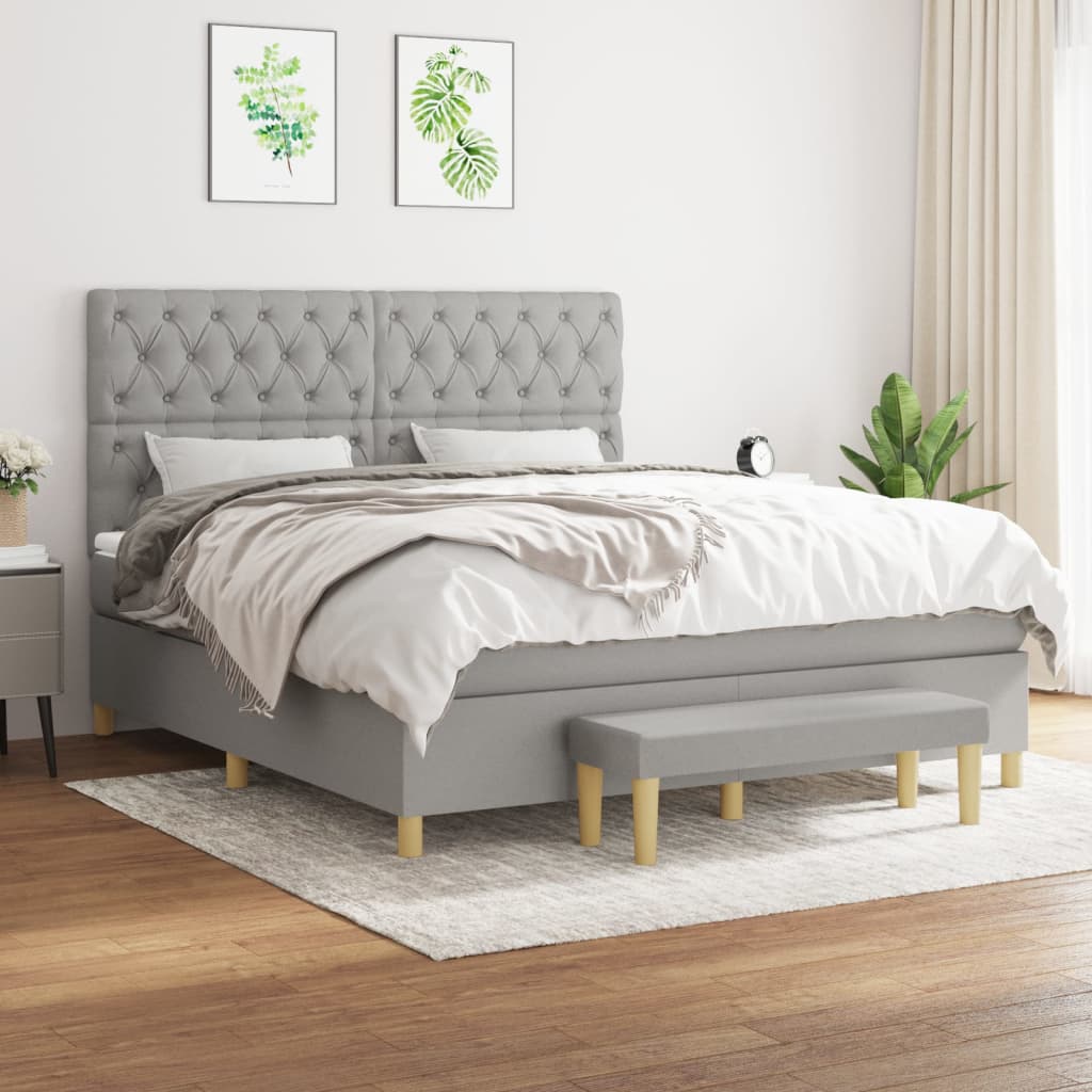 Sommier à lattes de lit avec matelas Gris clair 160x200cm Tissu - XIOS