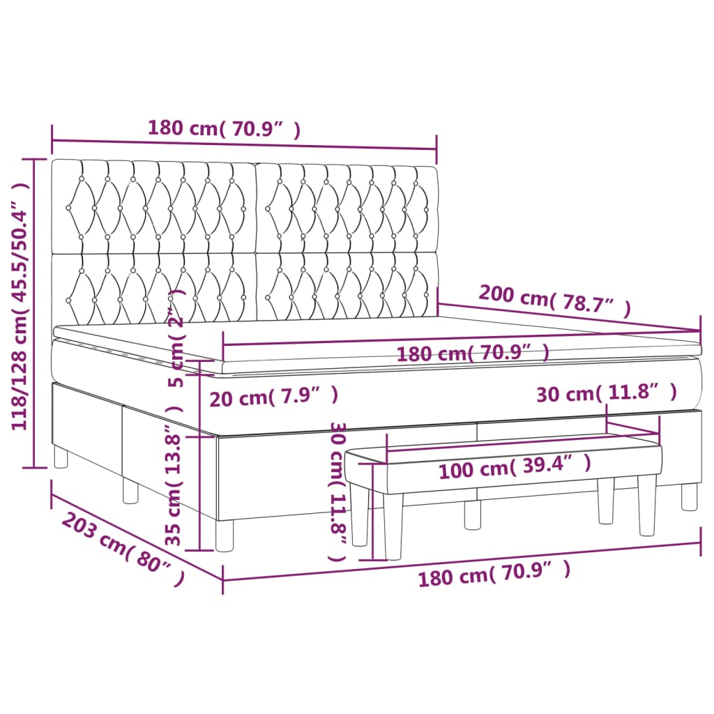 Sommier à lattes de lit avec matelas Gris clair 180x200cm Tissu - XIOS
