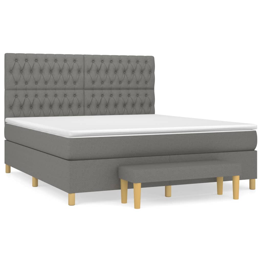 Sommier à lattes de lit avec matelas Gris foncé 180x200cm Tissu - XIOS