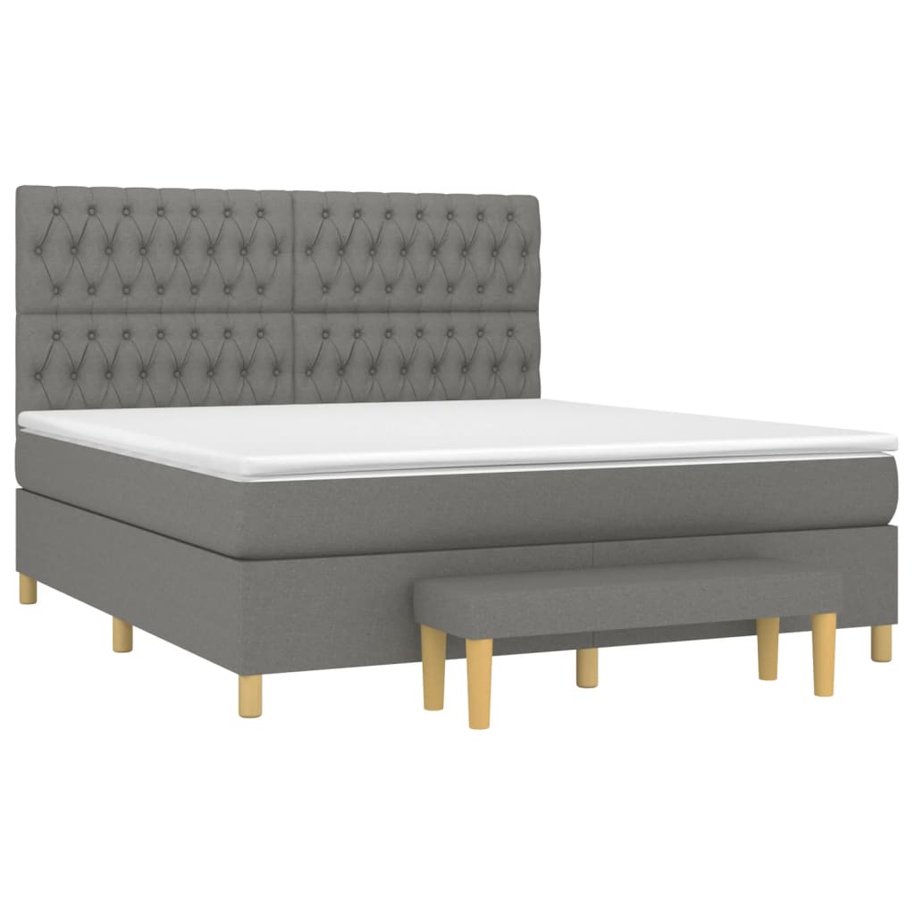 Sommier à lattes de lit avec matelas Gris foncé 180x200cm Tissu - XIOS
