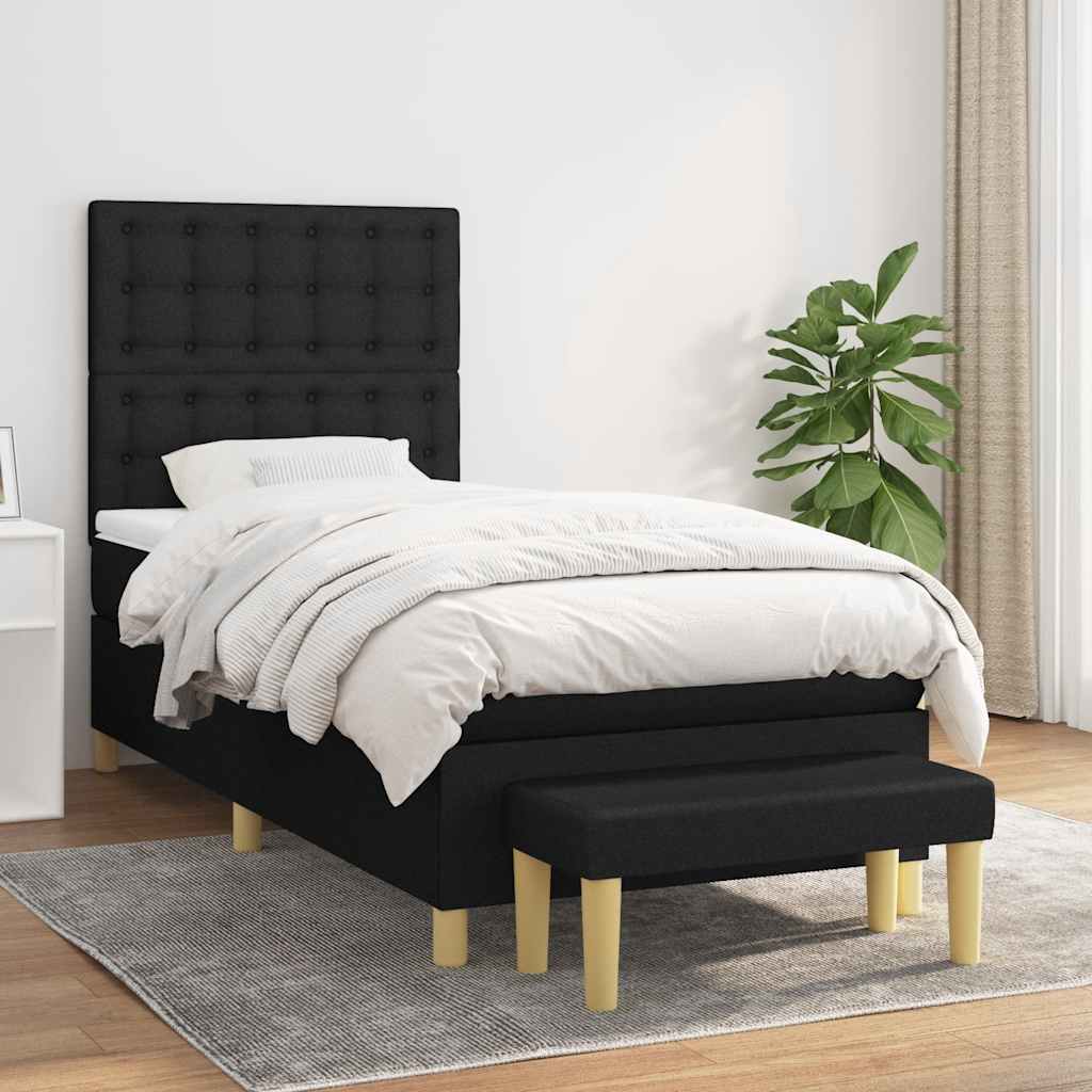 Sommier à lattes de lit et matelas Noir 80x200 cm Tissu - XIOS
