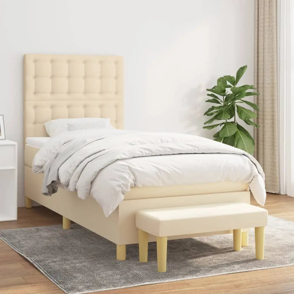 Sommier à lattes de lit avec matelas Crème 80x200 cm Tissu - XIOS