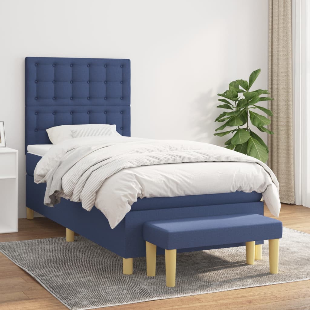 Sommier à lattes de lit avec matelas Bleu 80x200 cm Tissu - XIOS