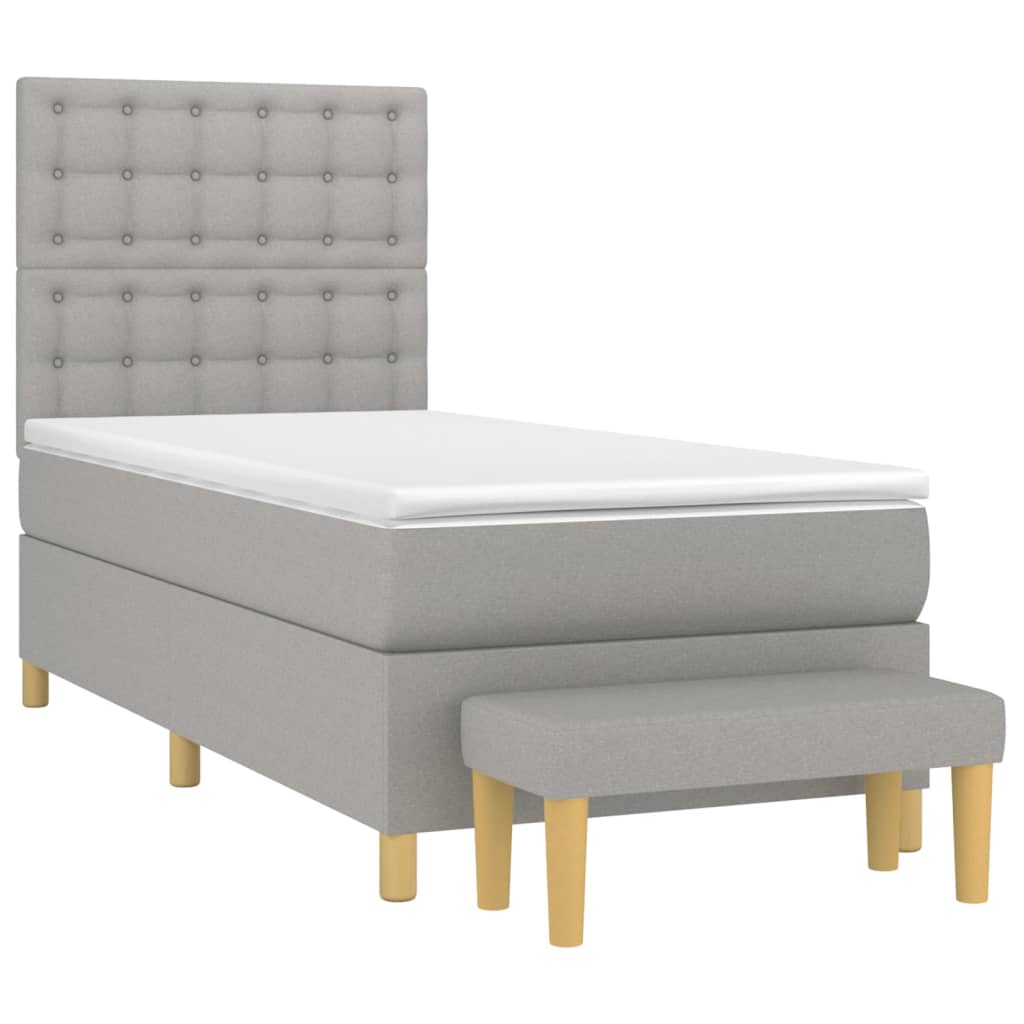 Sommier à lattes de lit et matelas Gris clair 90x190 cm Tissu - XIOS