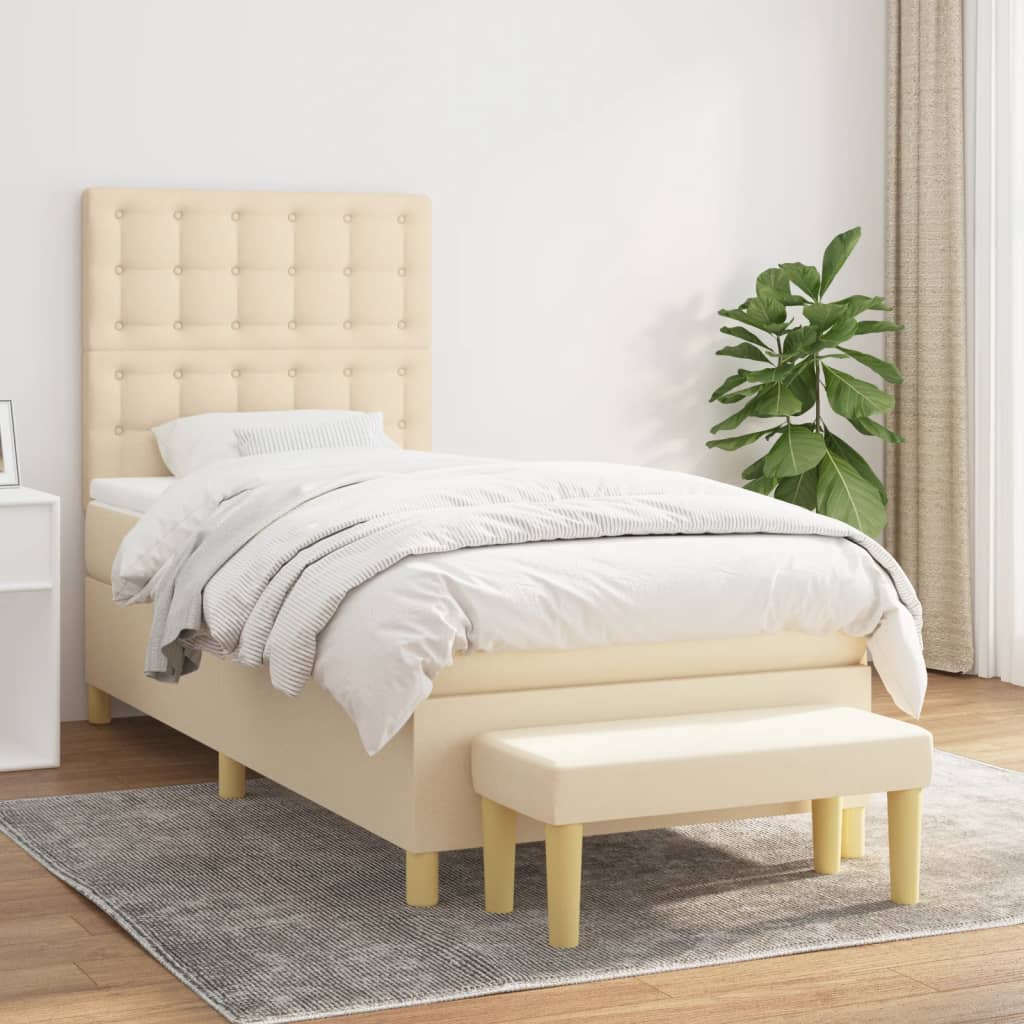 Sommier à lattes de lit et matelas Crème 90x190 cm Tissu - XIOS