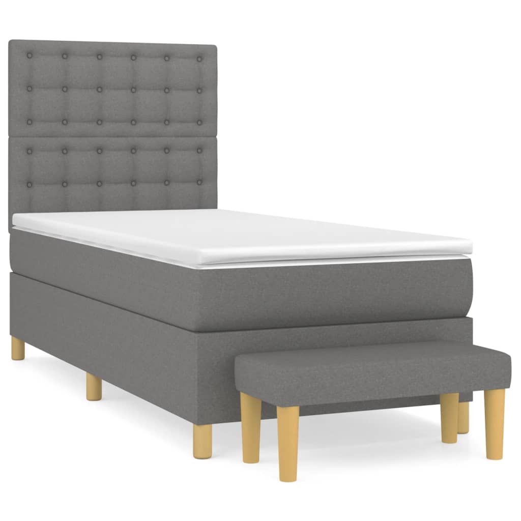 Sommier à lattes de lit avec matelas Gris foncé 90x200 cm Tissu - XIOS