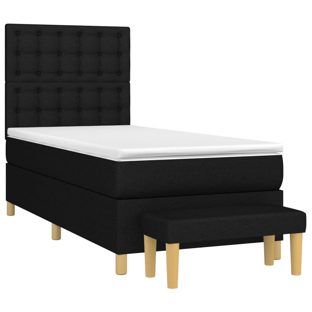 Sommier à lattes de lit avec matelas Noir 90x200 cm Tissu - XIOS