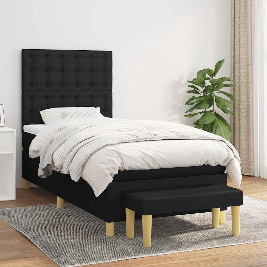 Sommier à lattes de lit avec matelas Noir 90x200 cm Tissu - XIOS