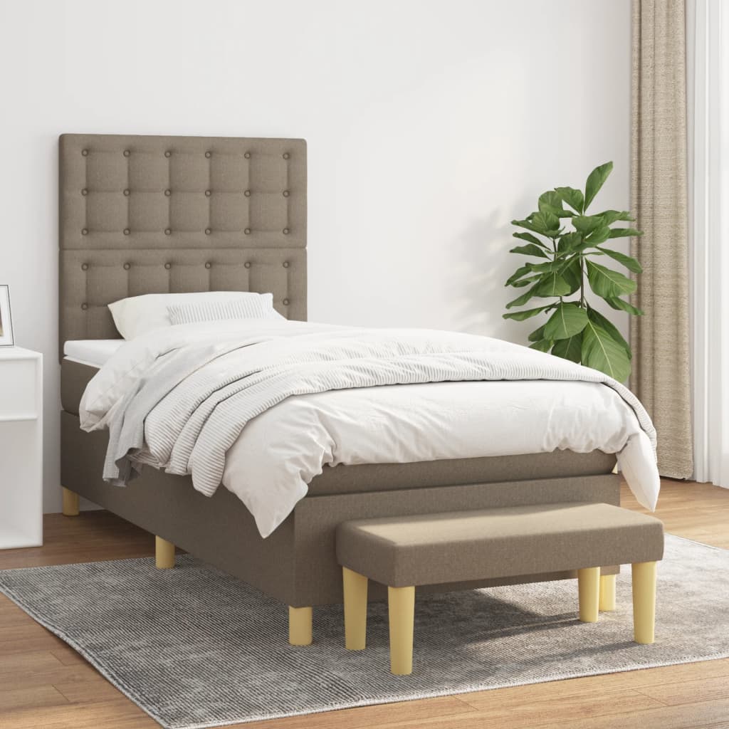 Sommier à lattes de lit avec matelas Taupe 90x200 cm Tissu - XIOS