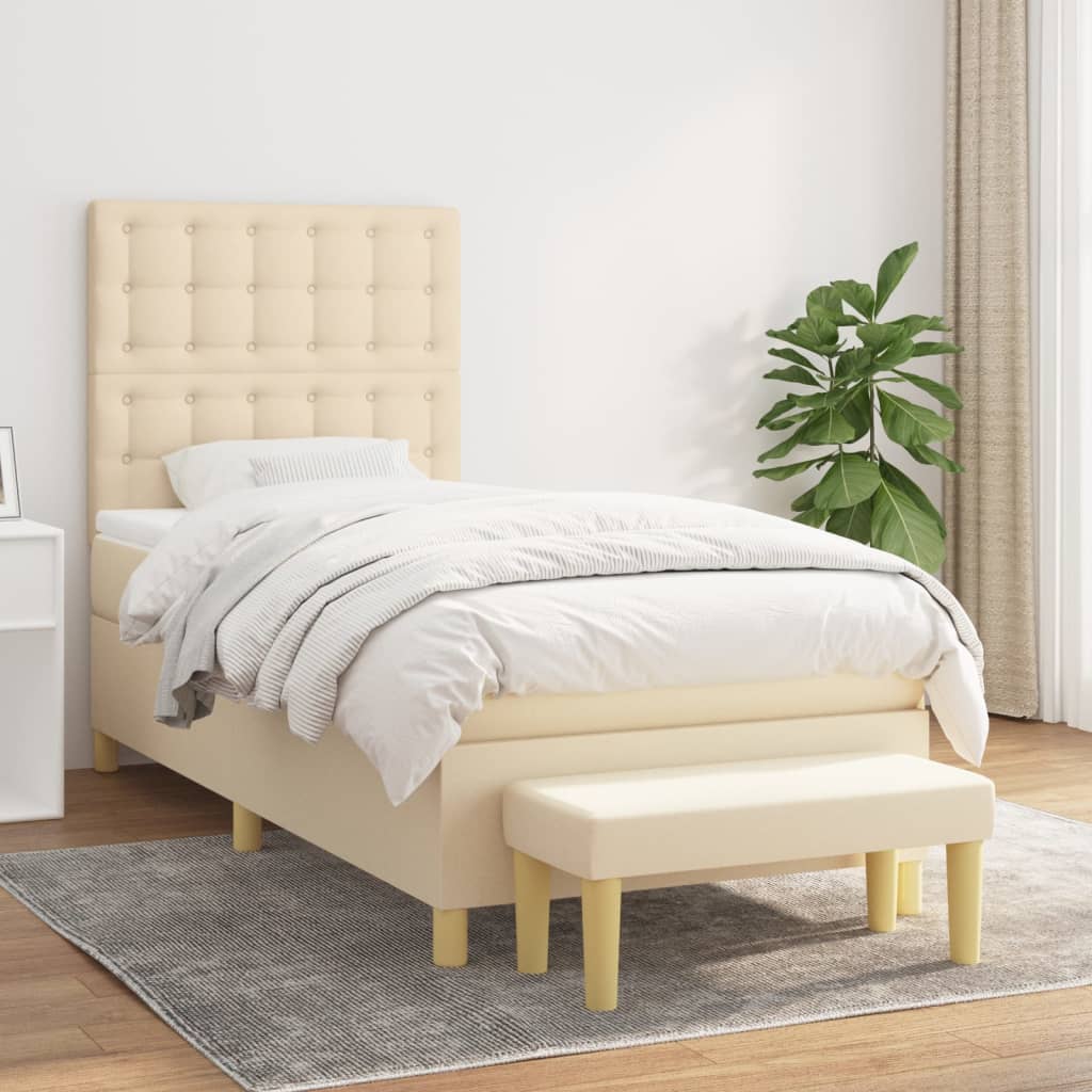 Sommier à lattes de lit avec matelas Crème 90x200 cm Tissu - XIOS