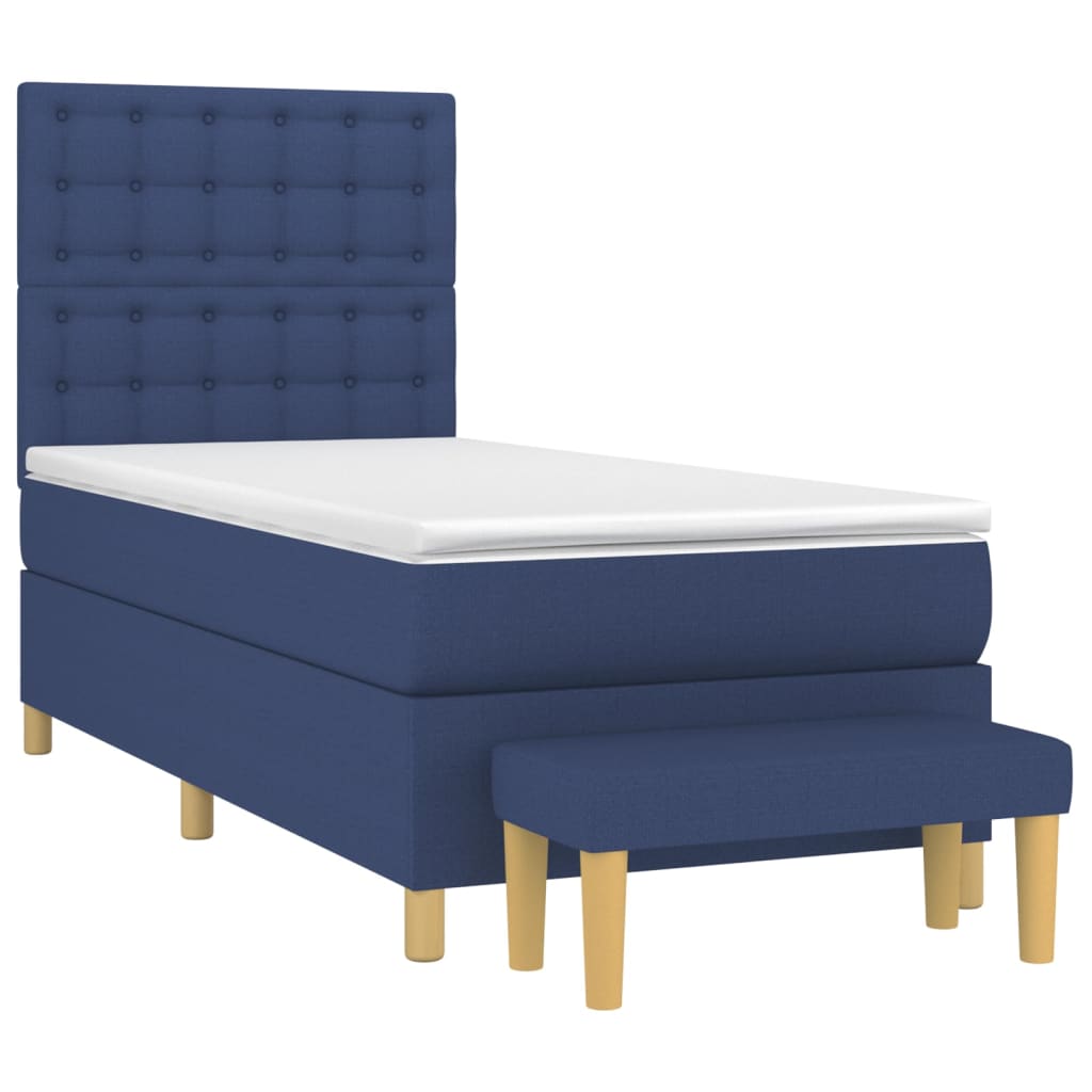 Sommier à lattes de lit avec matelas Bleu 100x200 cm Tissu - XIOS