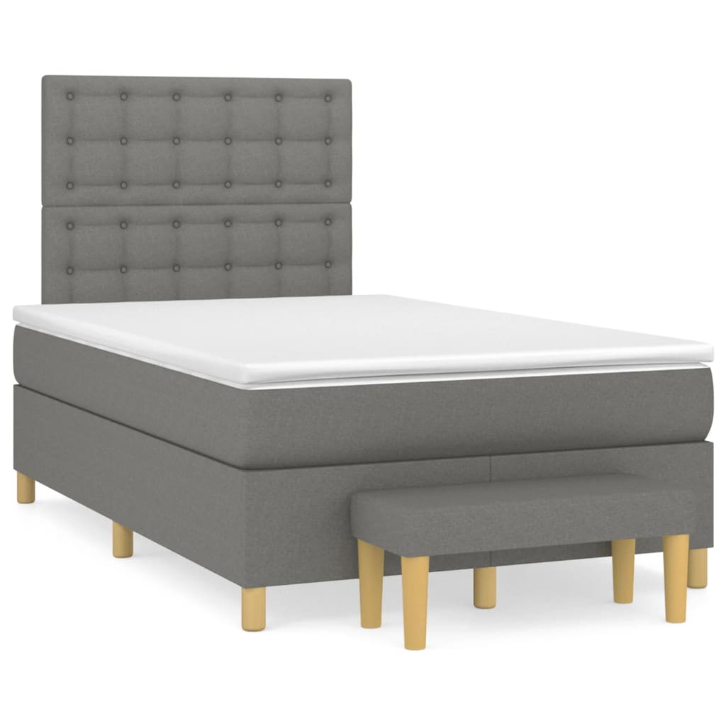 Sommier à lattes de lit avec matelas Gris foncé 120x200cm Tissu - XIOS