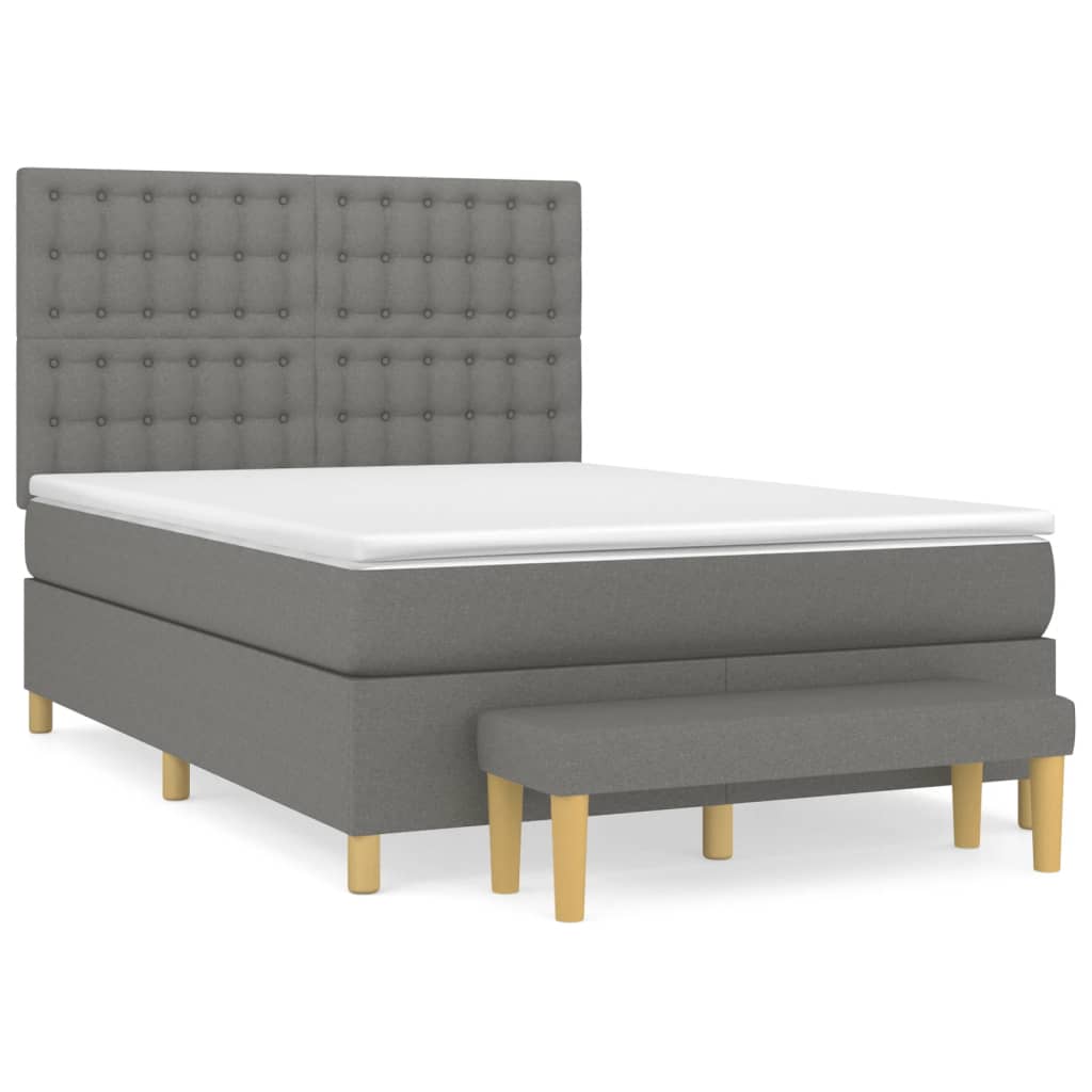 Sommier à lattes de lit avec matelas Gris foncé 140x190cm Tissu - XIOS