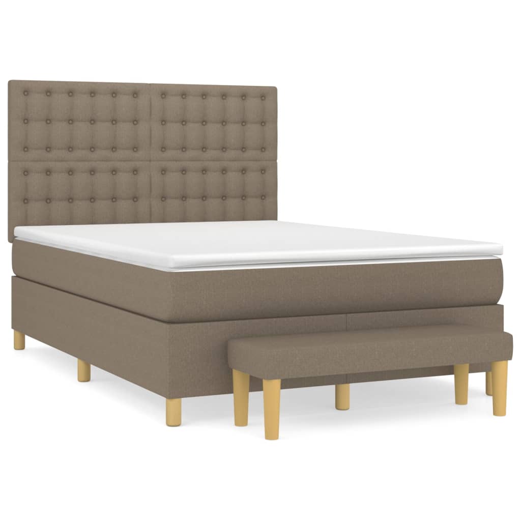 Sommier à lattes de lit avec matelas Taupe 140x190 cm Tissu - XIOS