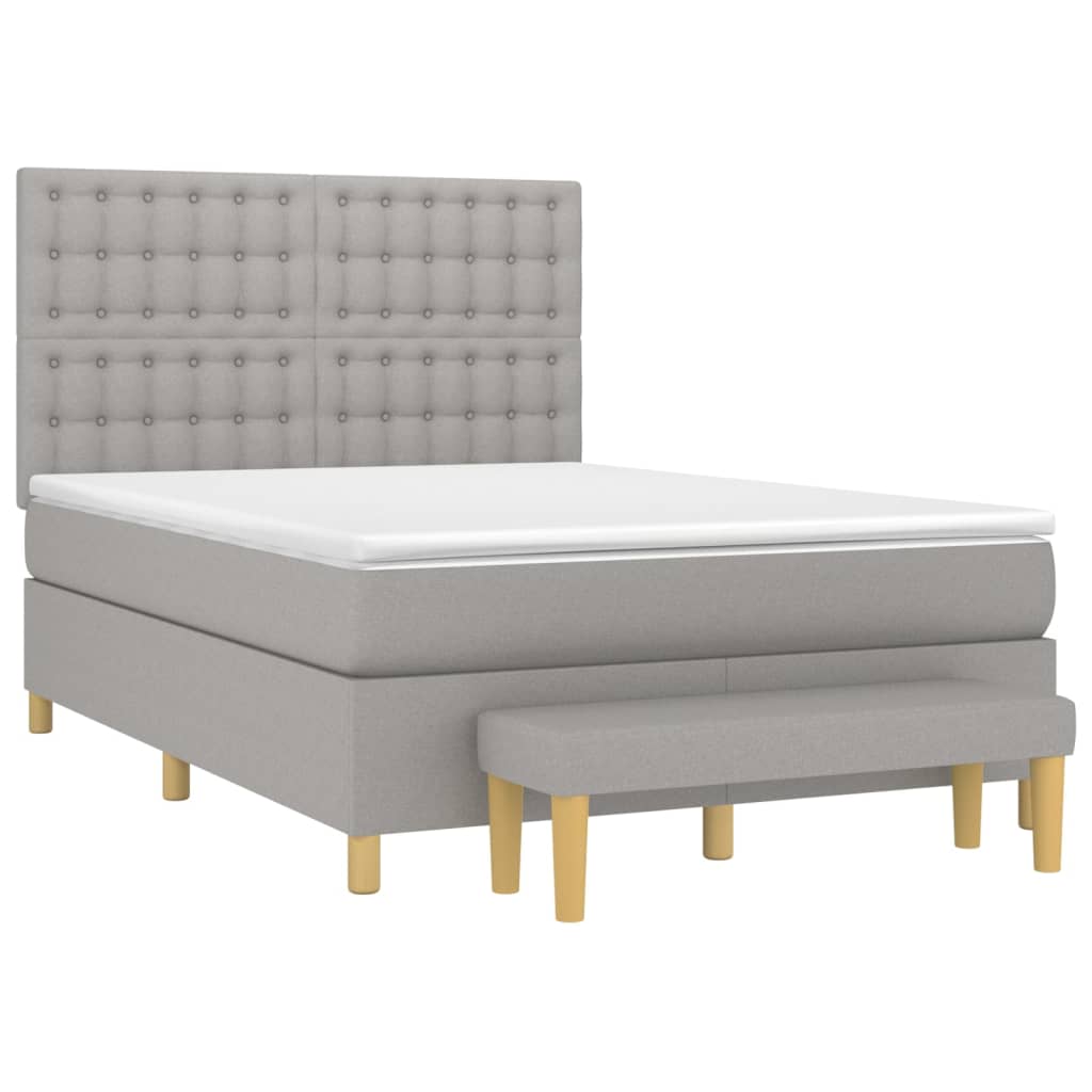 Sommier à lattes de lit avec matelas Gris clair 140x200cm Tissu - XIOS