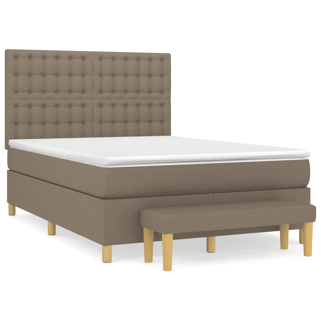 Sommier à lattes de lit avec matelas Taupe 140x200 cm Tissu - XIOS