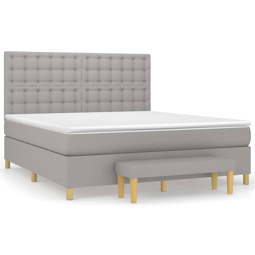 Sommier à lattes de lit avec matelas Gris clair 160x200cm Tissu - XIOS