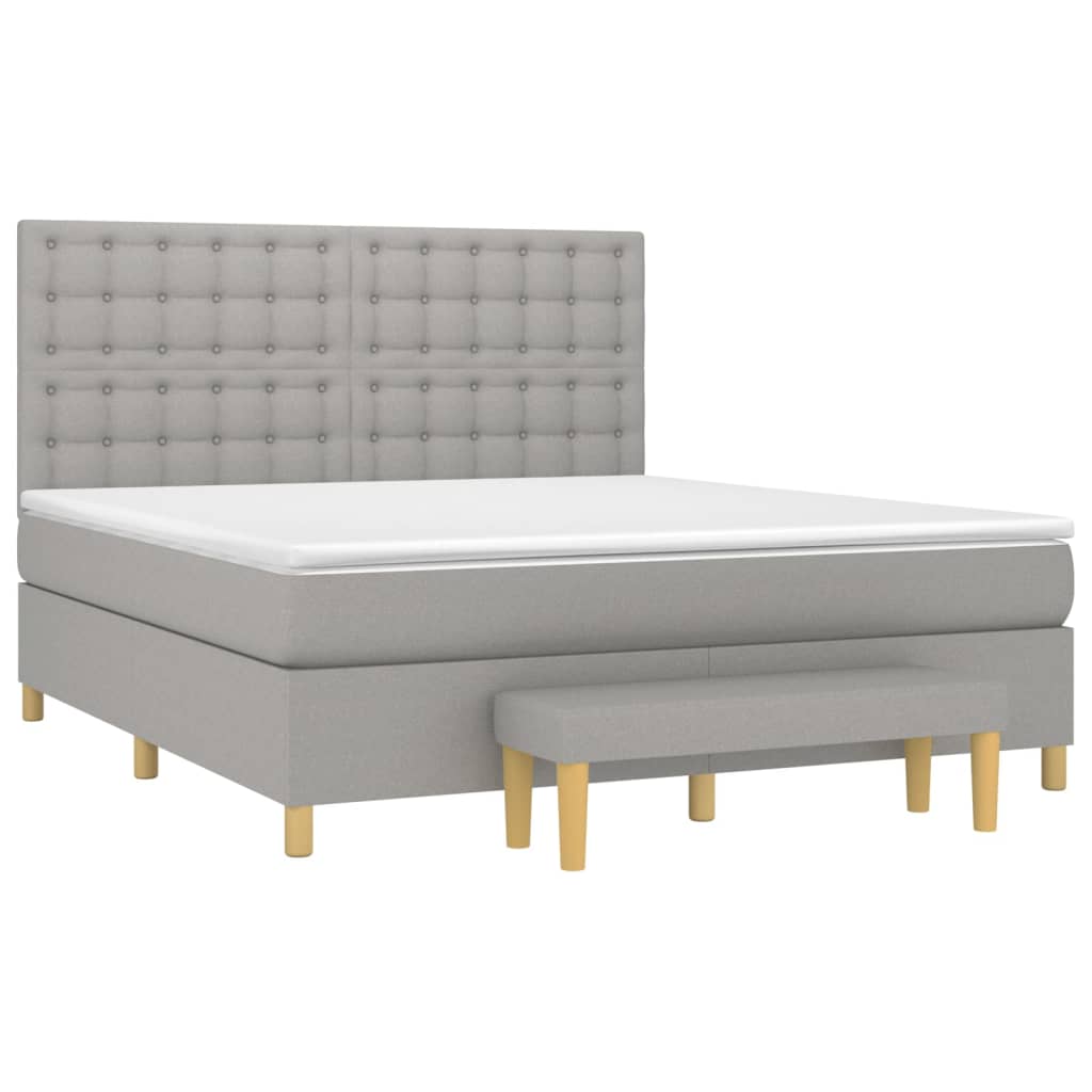 Sommier à lattes de lit avec matelas Gris clair 160x200cm Tissu - XIOS