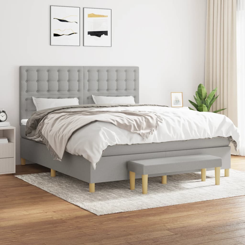 Sommier à lattes de lit avec matelas Gris clair 160x200cm Tissu - XIOS