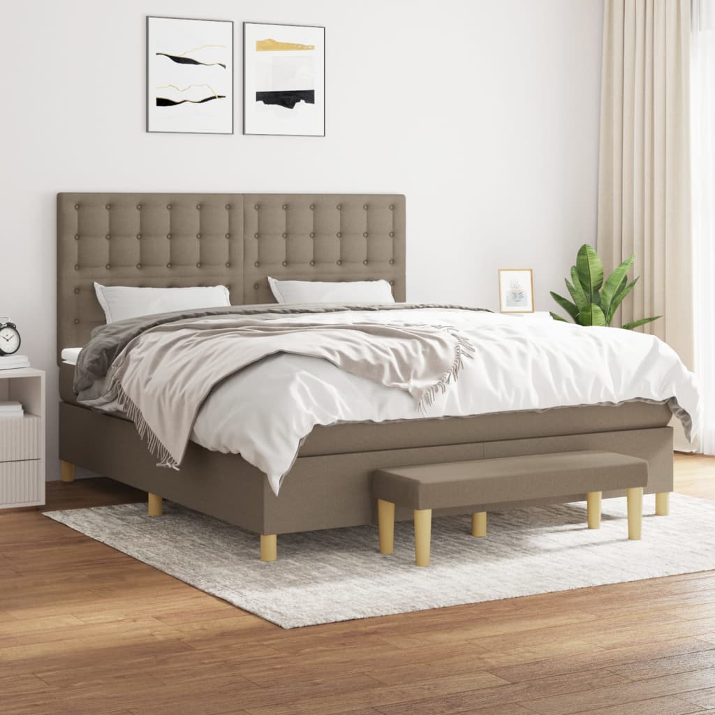 Sommier à lattes de lit avec matelas Taupe 160x200 cm Tissu - XIOS
