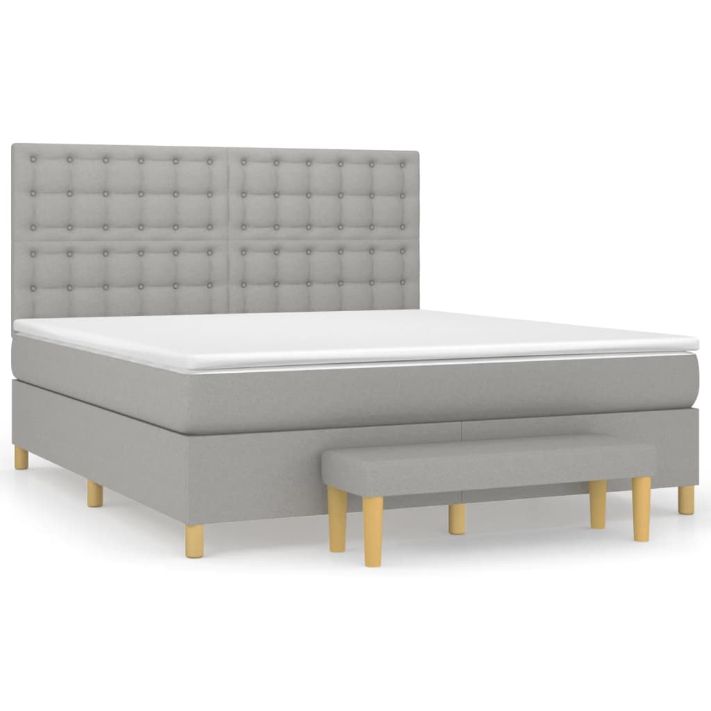 Sommier à lattes de lit avec matelas Gris clair 180x200cm Tissu - XIOS