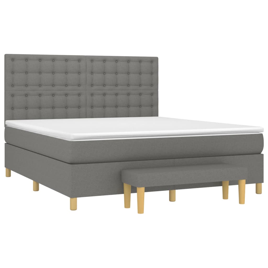 Sommier à lattes de lit avec matelas Gris foncé 180x200cm Tissu - XIOS