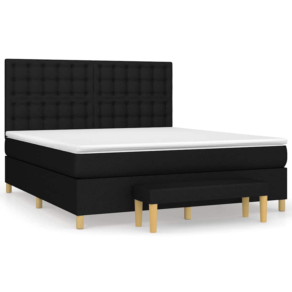 Sommier à lattes de lit avec matelas Noir 180x200 cm Tissu - XIOS