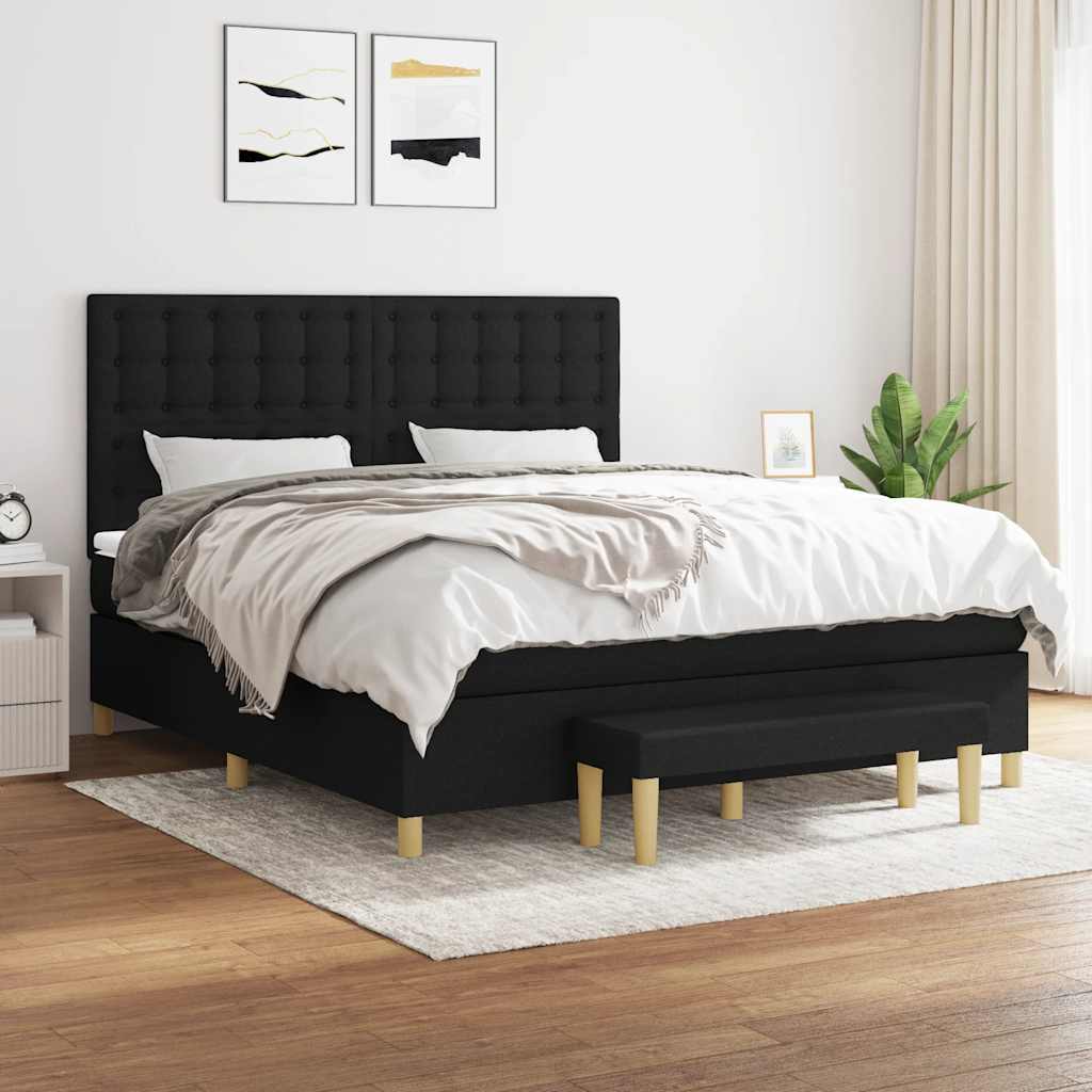 Sommier à lattes de lit avec matelas Noir 180x200 cm Tissu - XIOS
