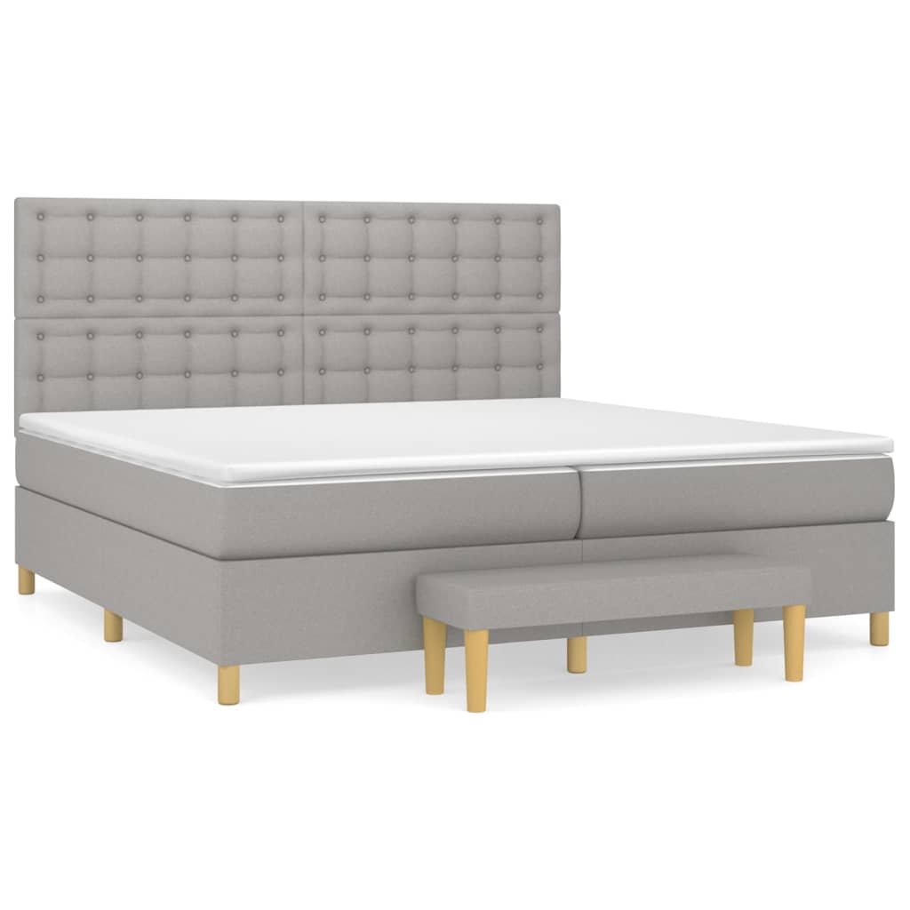 Sommier à lattes de lit avec matelas Gris clair 200x200cm Tissu - XIOS