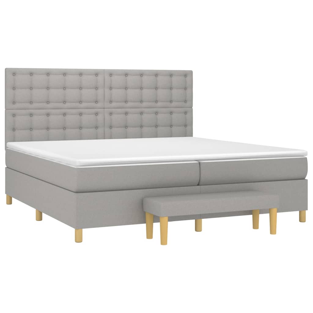 Sommier à lattes de lit avec matelas Gris clair 200x200cm Tissu - XIOS