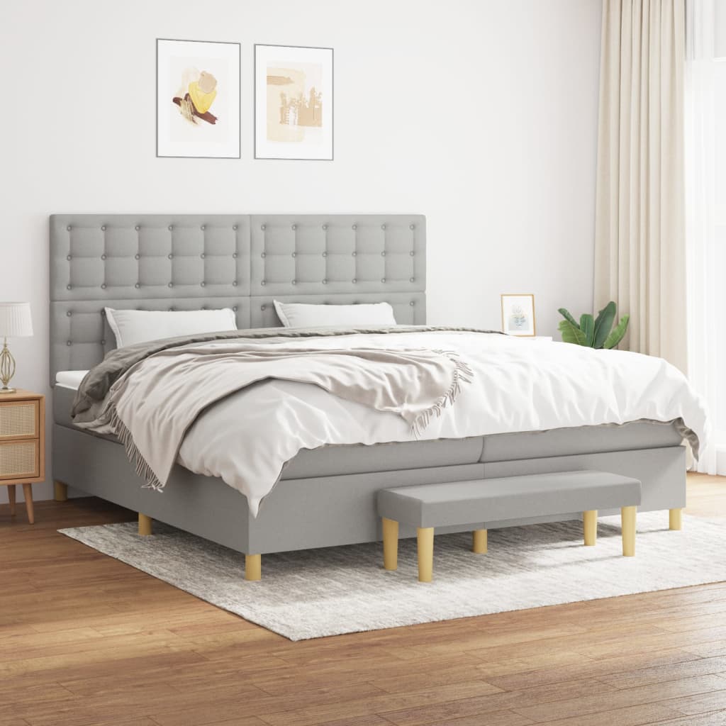 Sommier à lattes de lit avec matelas Gris clair 200x200cm Tissu - XIOS