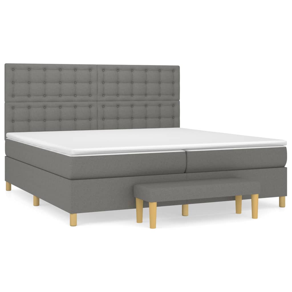 Sommier à lattes de lit avec matelas Gris foncé 200x200cm Tissu - XIOS