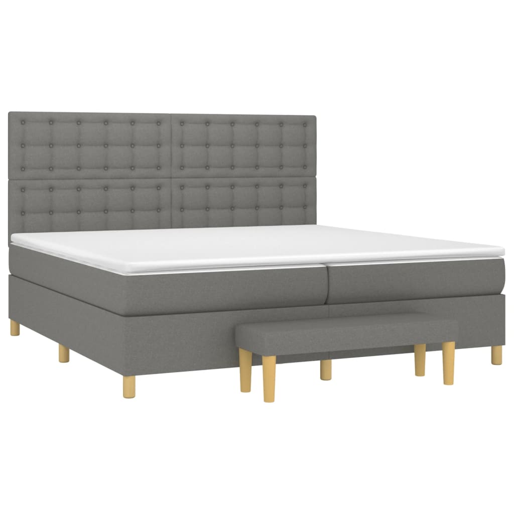 Sommier à lattes de lit avec matelas Gris foncé 200x200cm Tissu - XIOS