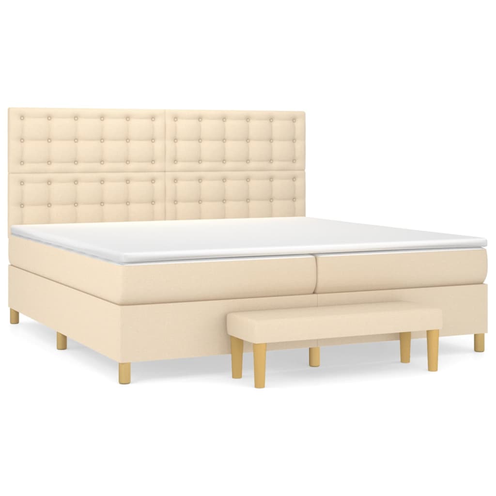 Sommier à lattes de lit avec matelas Crème 200x200 cm Tissu - XIOS