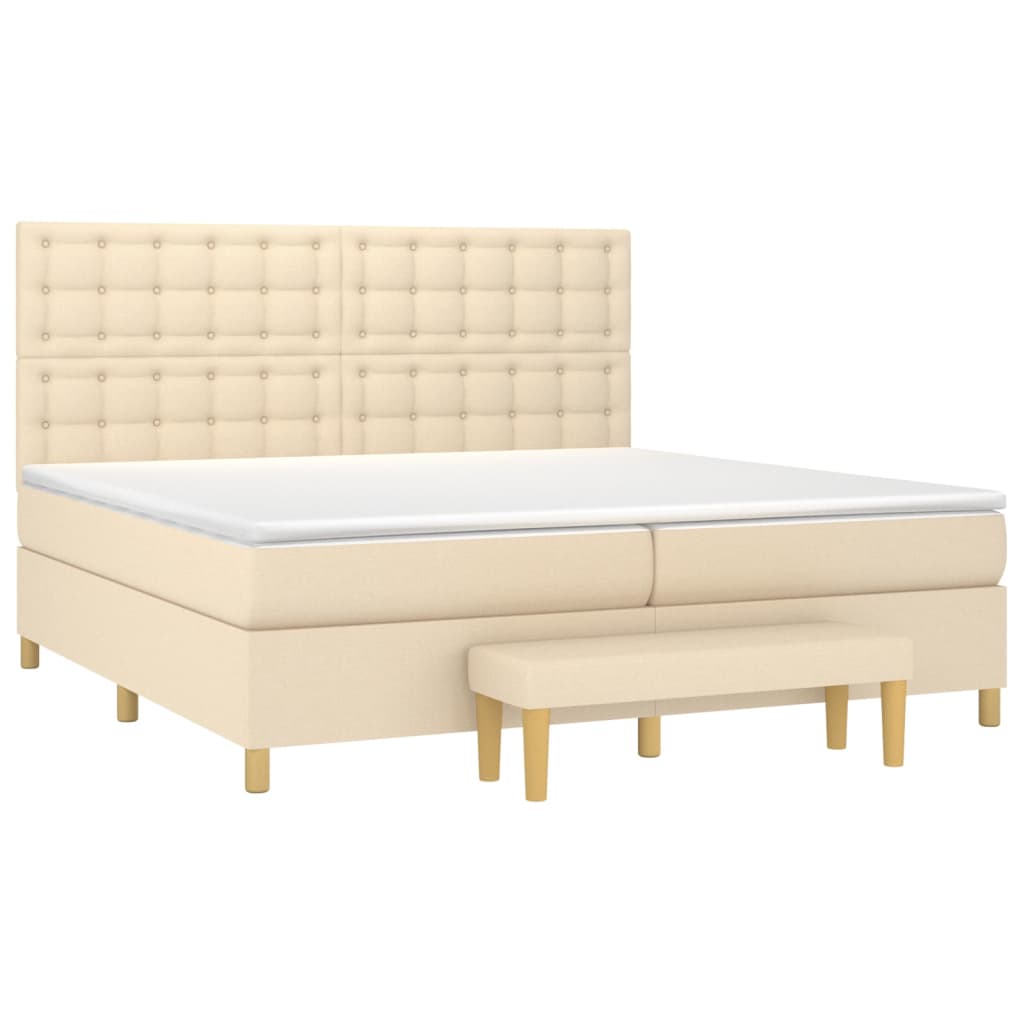Sommier à lattes de lit avec matelas Crème 200x200 cm Tissu - XIOS