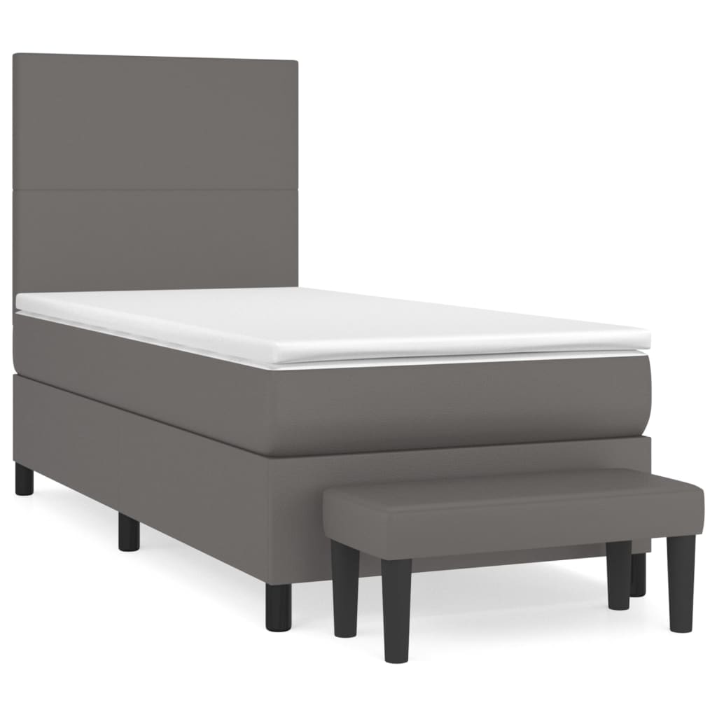 Sommier à lattes de lit avec matelas Gris 80x200 cm Similicuir - XIOS