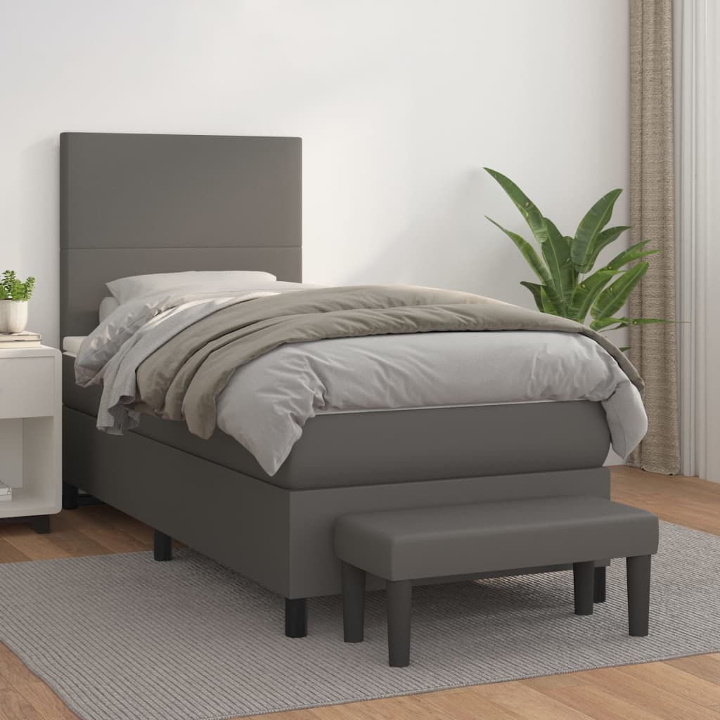 Sommier à lattes de lit avec matelas Gris 80x200 cm Similicuir - XIOS