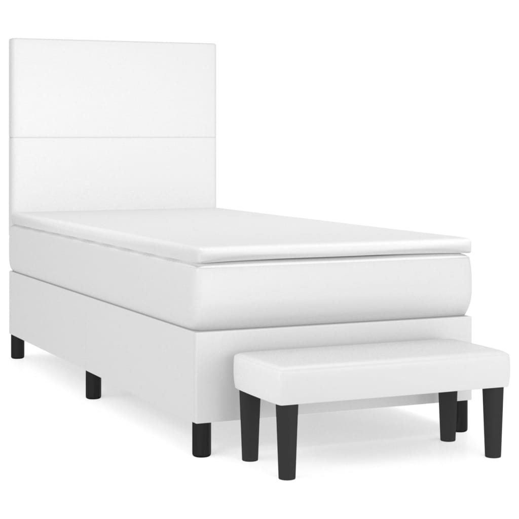 Sommier à lattes de lit avec matelas Blanc 90x190 cm Similicuir - XIOS