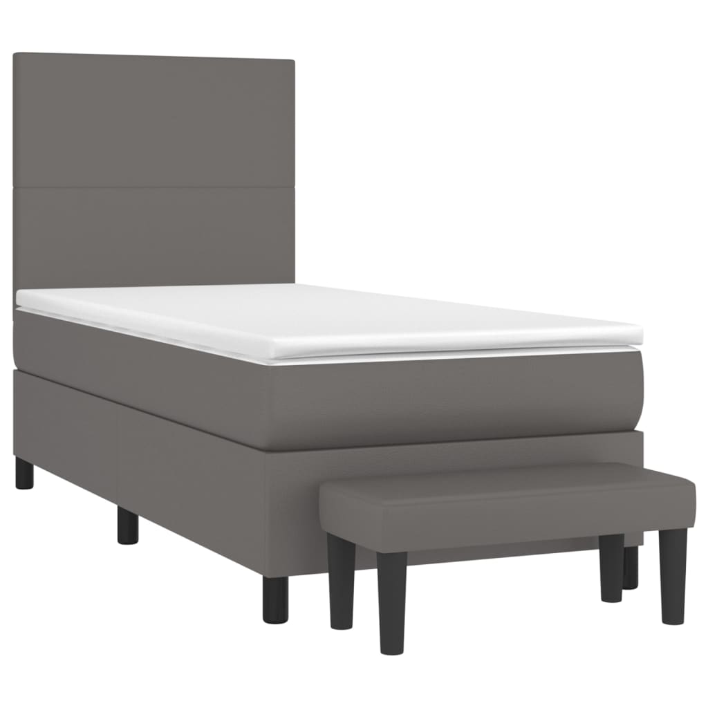 Sommier à lattes de lit avec matelas Gris 90x190 cm Similicuir - XIOS