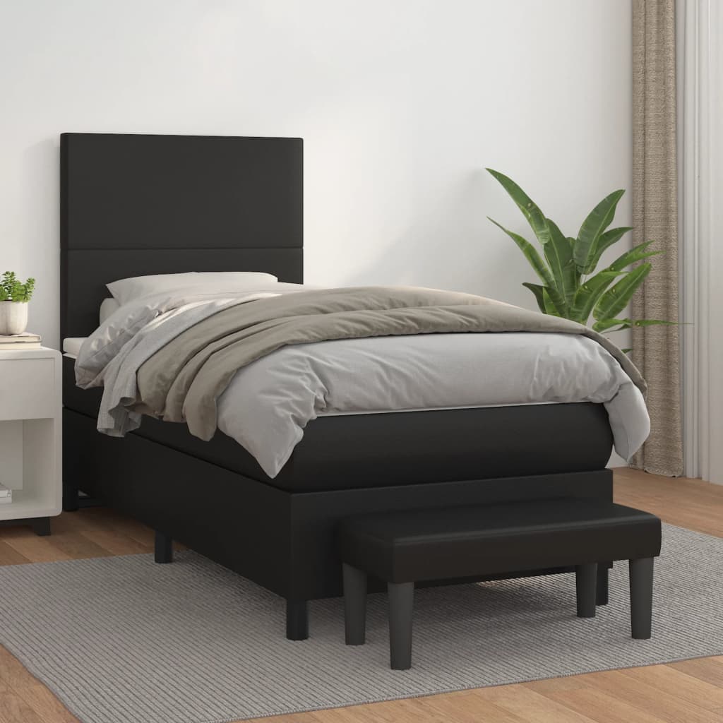 Sommier à lattes de lit avec matelas Noir 90x200 cm Similicuir - XIOS