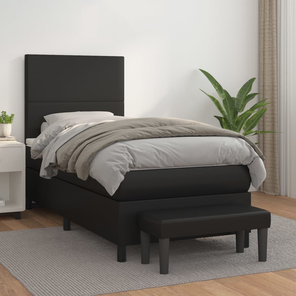 Sommier à lattes de lit avec matelas Noir 100x200 cm Similicuir - XIOS
