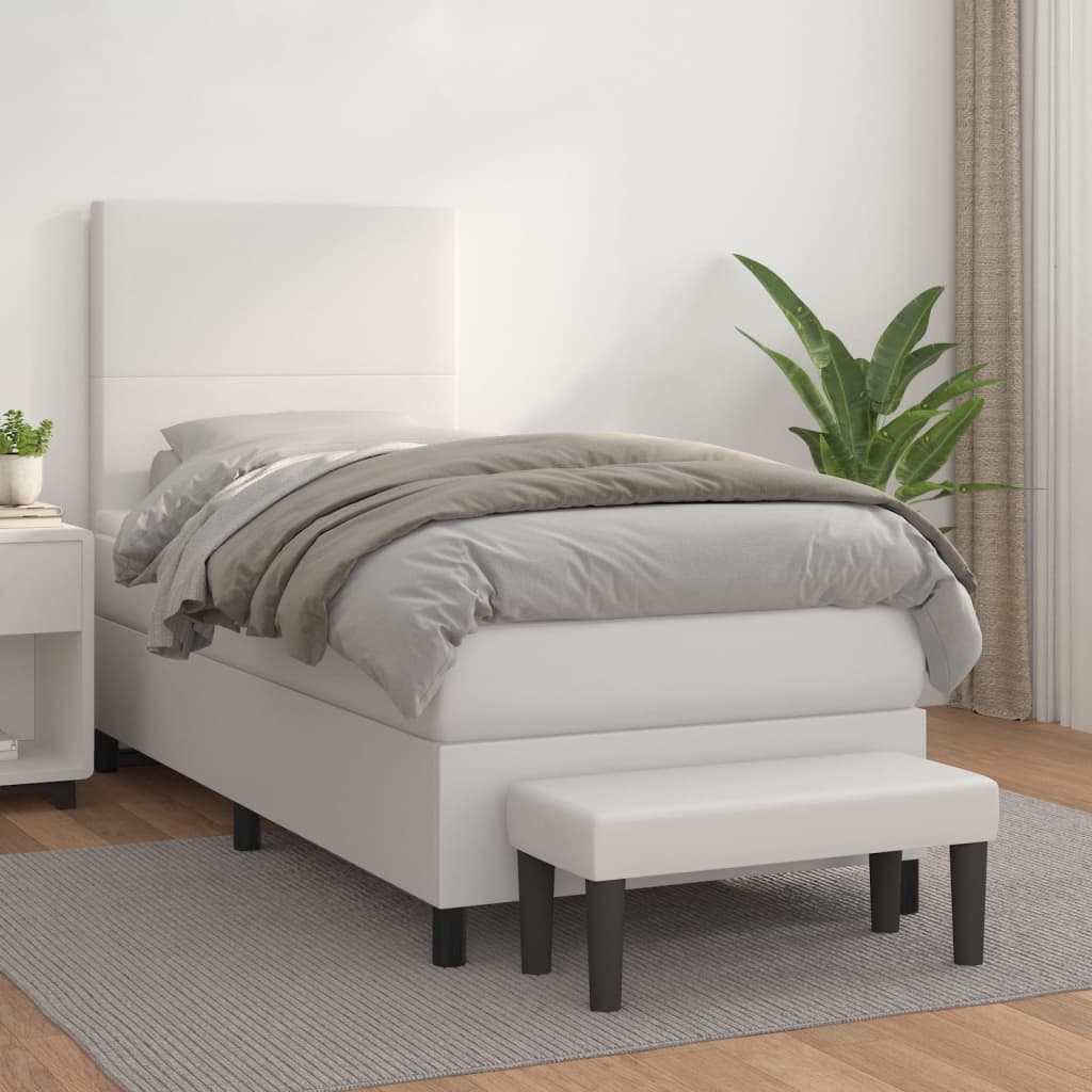 Sommier à lattes de lit avec matelas Blanc 100x200cm Similicuir - XIOS