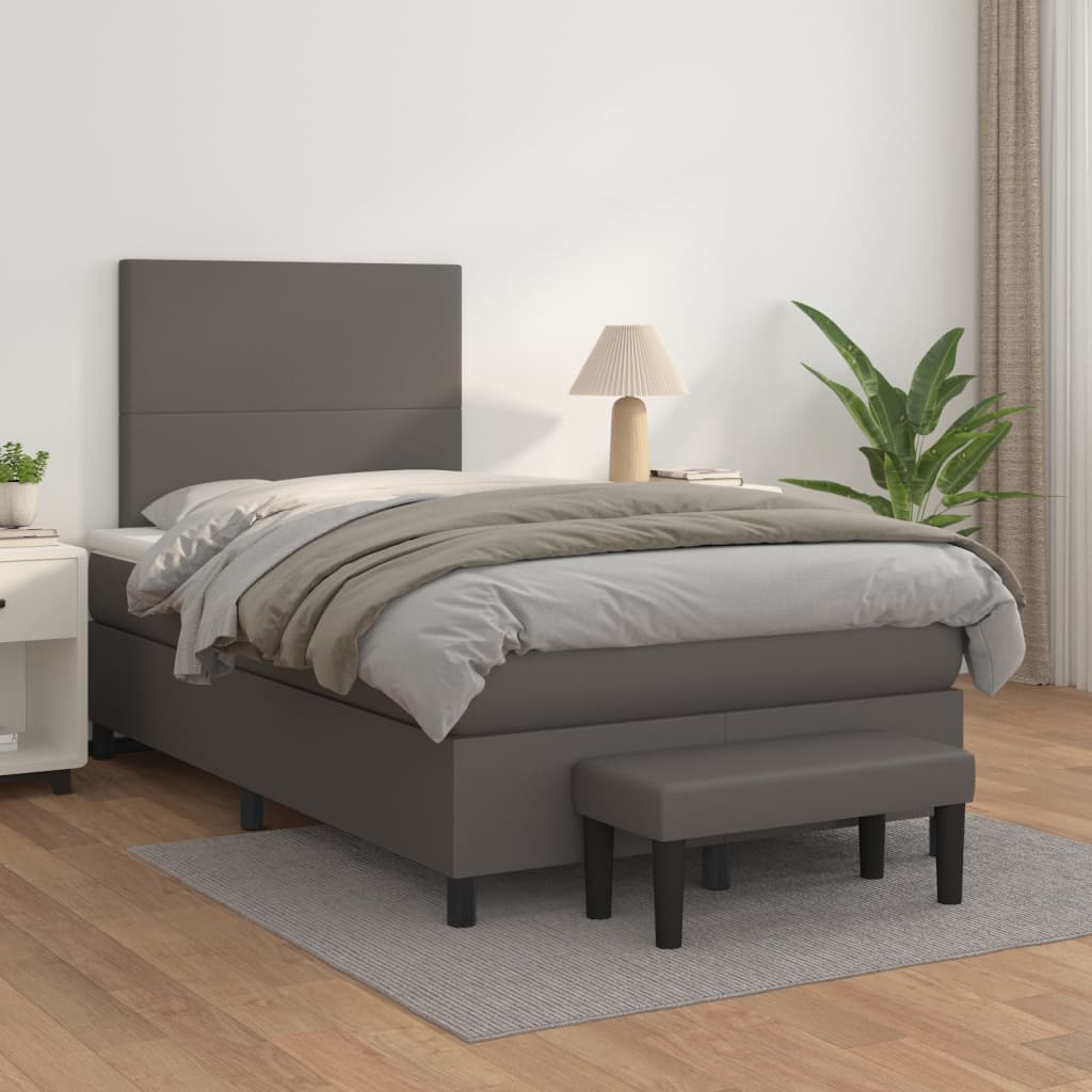 Sommier à lattes de lit avec matelas Gris 120x200 cm Similicuir - XIOS