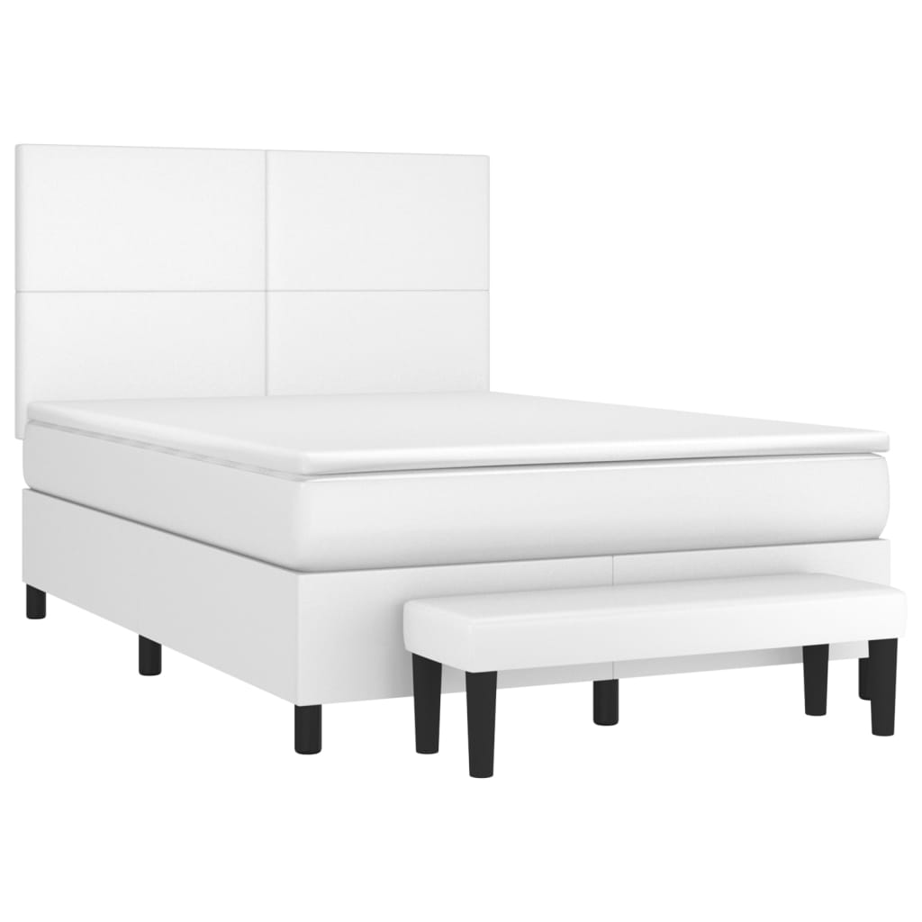 Sommier à lattes de lit avec matelas Blanc 140x190cm Similicuir - XIOS