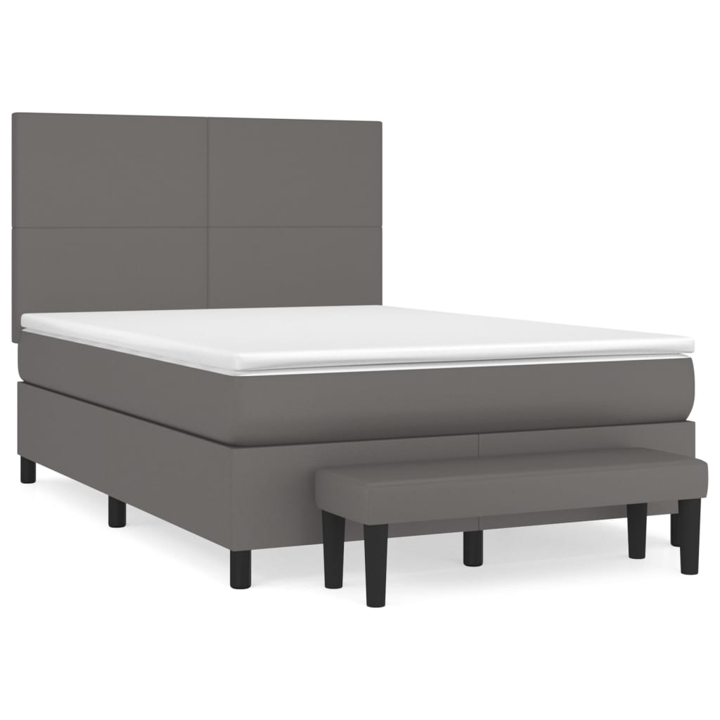 Sommier à lattes de lit avec matelas Gris 140x190 cm Similicuir - XIOS