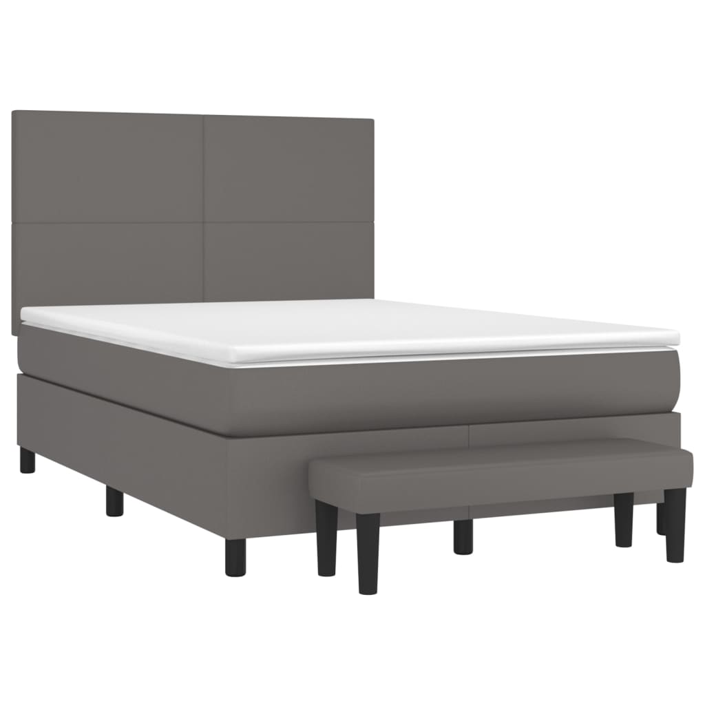Sommier à lattes de lit avec matelas Gris 140x190 cm Similicuir - XIOS