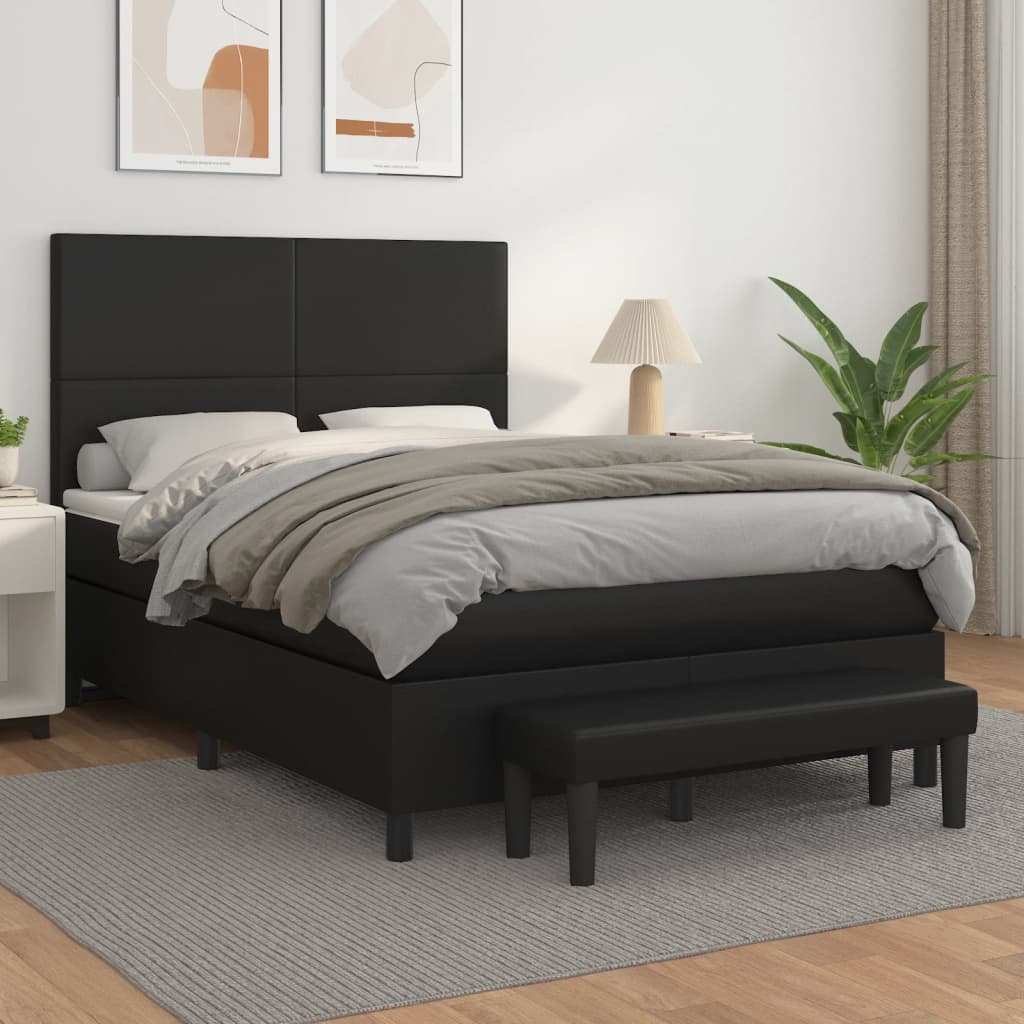 Sommier à lattes de lit avec matelas Noir 140x200 cm Similicuir - XIOS