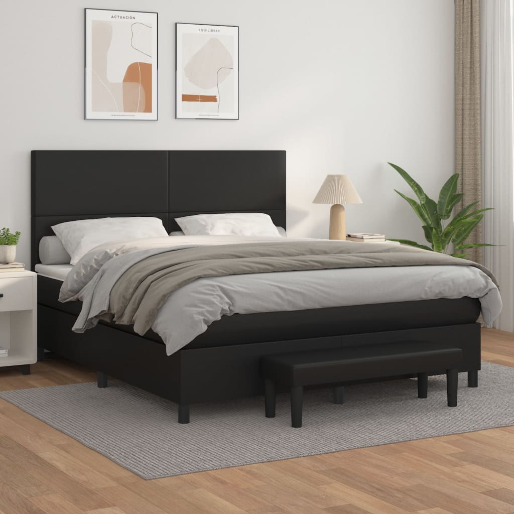 Sommier à lattes de lit avec matelas Noir 160x200 cm