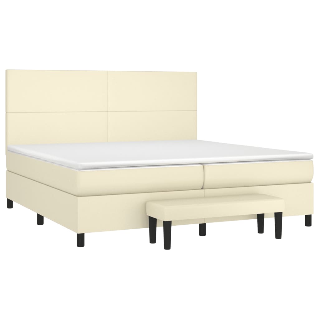 Sommier à lattes de lit avec matelas Crème 200x200cm Similicuir - XIOS