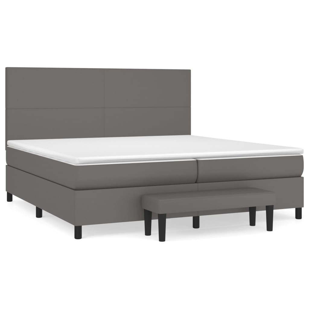 Sommier à lattes de lit avec matelas Gris 200x200 cm Similicuir - XIOS